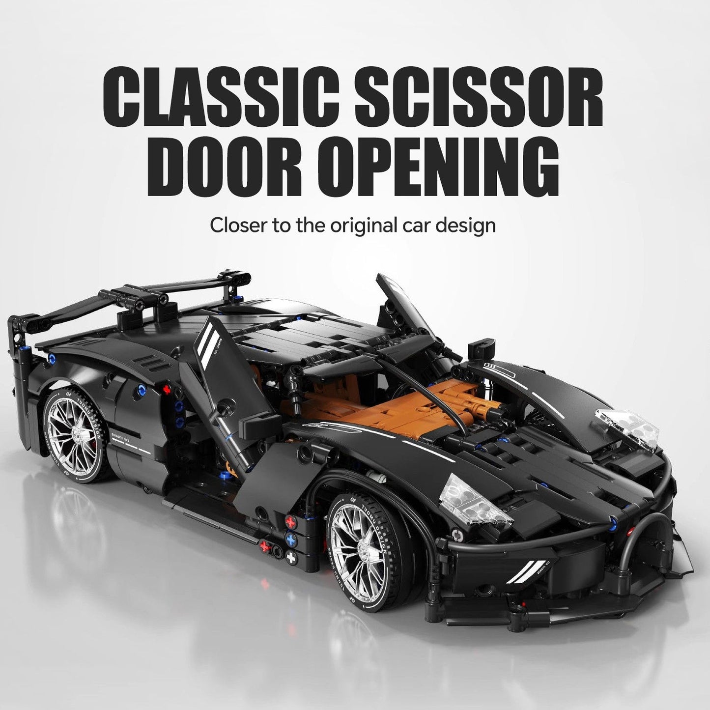 1:14 Bugatti Night V12 Sports Car Building Sets, Collectable Model for Boys Men Teens (1056 Pcs)