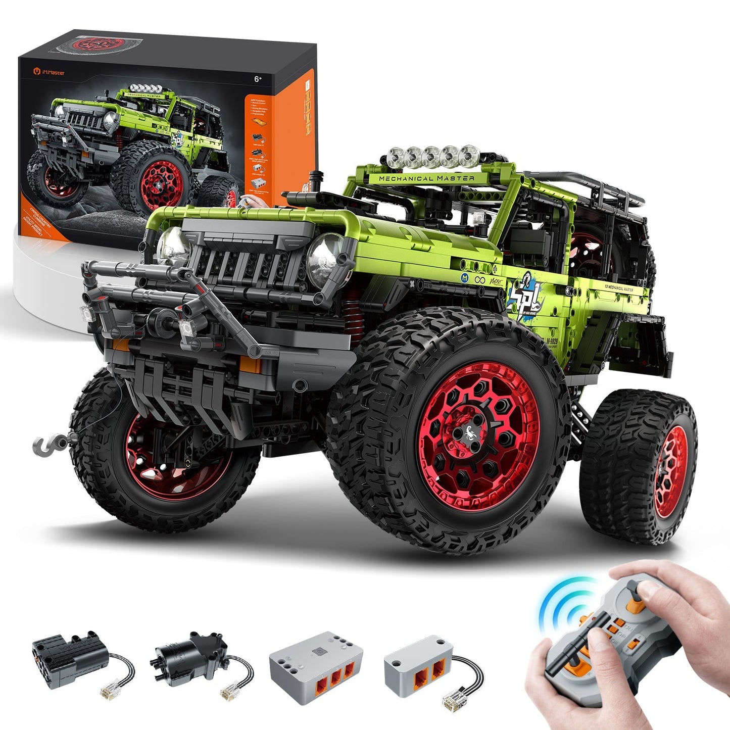 Jeep Wrangler Off-Road Pickup Building Kit with Tank Steering, 1:6 Adult Collectible Model Cars, 2121 Pcs - BAV BRICK