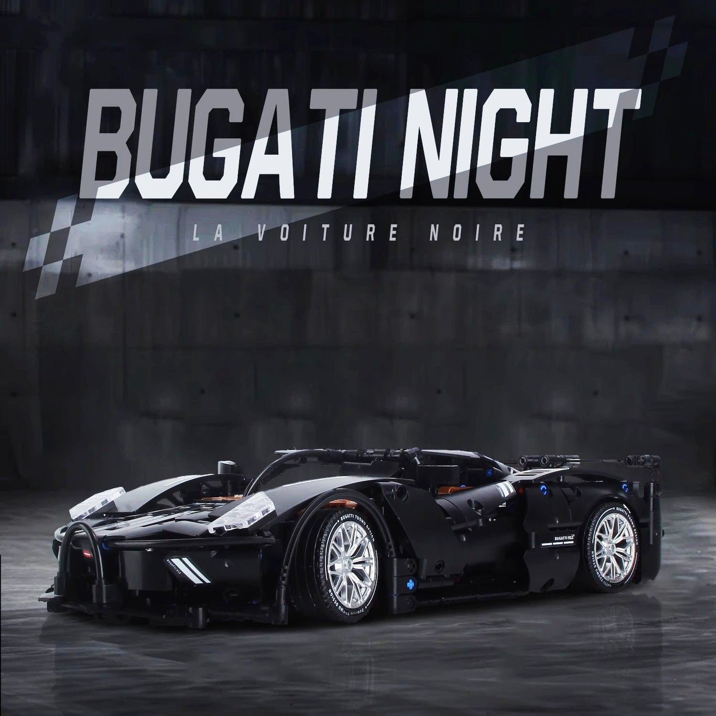 1:14 Bugatti Night V12 Sports Car Building Sets, Collectable Model for Boys Men Teens (1056 Pcs)