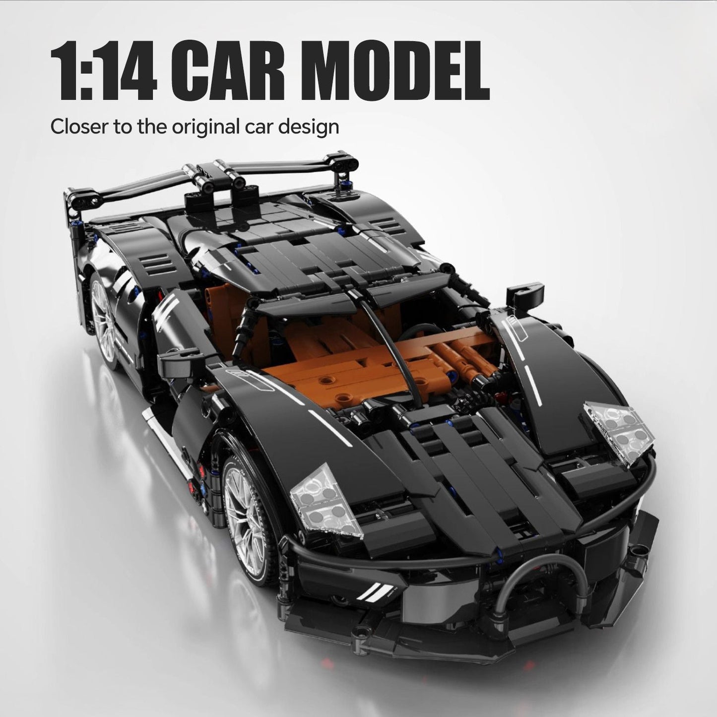 1:14 Bugatti Night V12 Sports Car Building Sets, Collectable Model for Boys Men Teens (1056 Pcs)