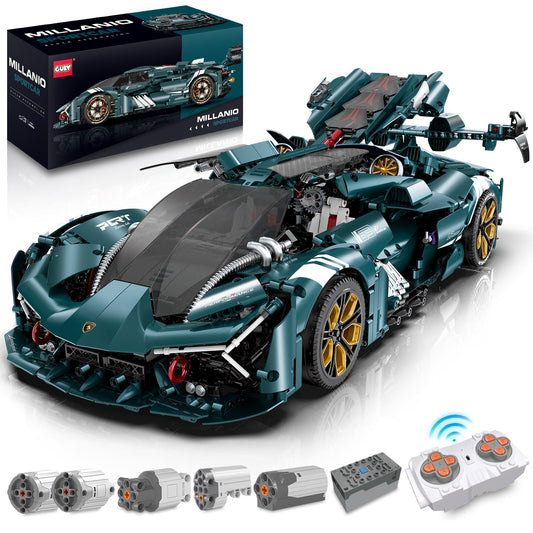 1: 8 Lamborghini TP90 Sports Car Building Sets with Electric Suspension Lifting, Electric Doors Remote Control Model (3492 Pcs)