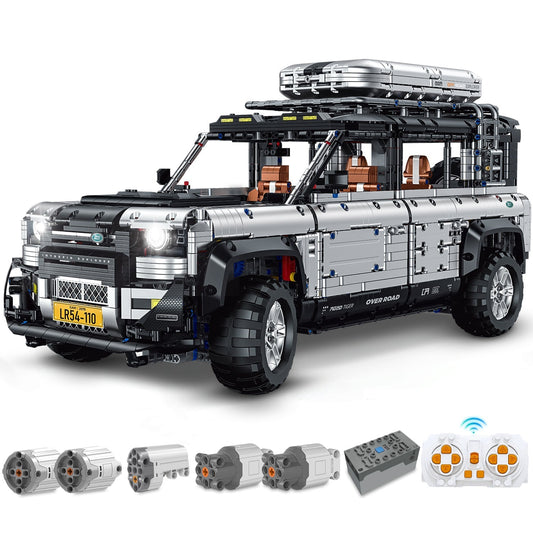 1:8 Land Rover Silver Off-Road MOC Building Blocks and Electric Engineering Toy, Remote Control (5268 Pcs)