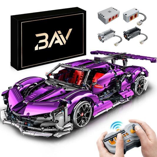 Apollo Purple Sports Car Building Sets, Remote Control Drift, Electric gullwing doors, 2036 Pcs - BAV BRICK