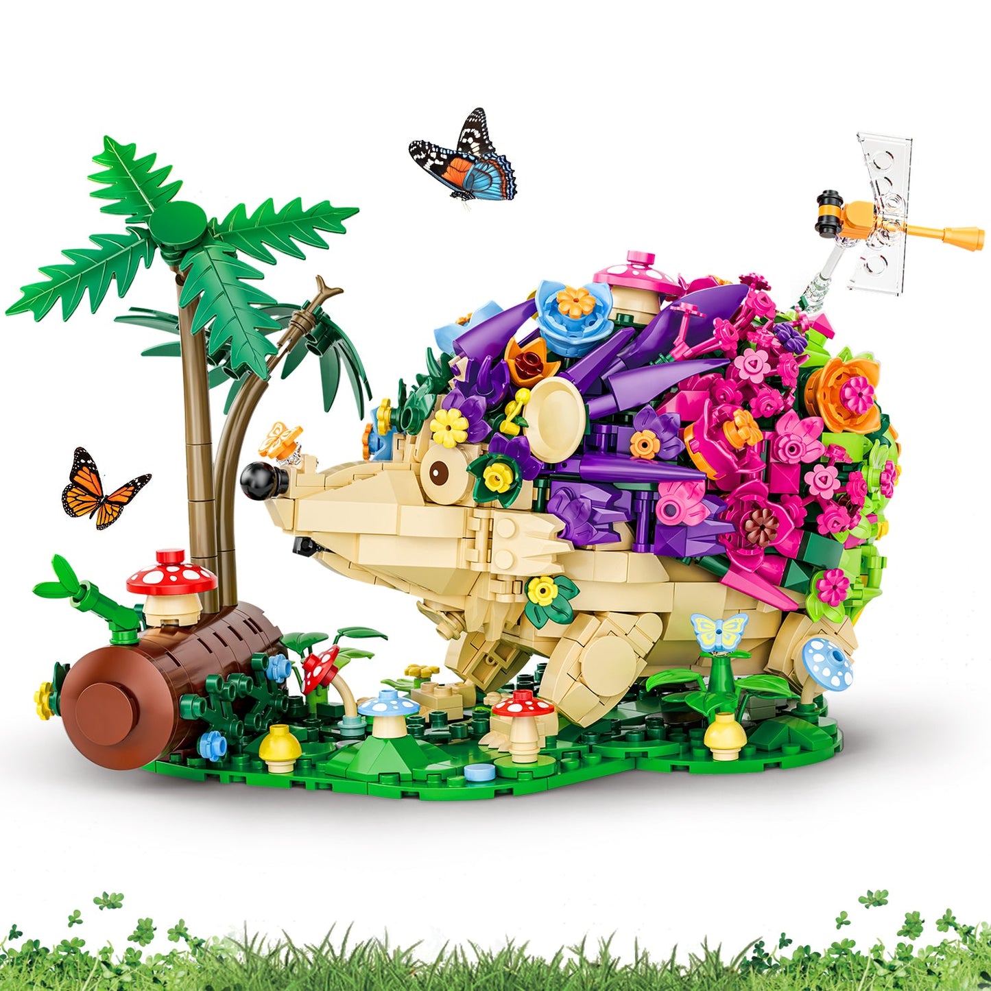 Hedgehog Flowers Building Set, Cute Insects Animals Collection Model Jungle Animal Crossing Building Kit (988 Pcs)