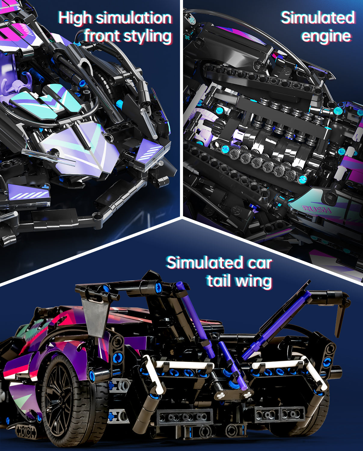 1:14 Cyberpunk Sports Car Building Sets, Collectable Model for Boys Men Teens (1124Pcs)