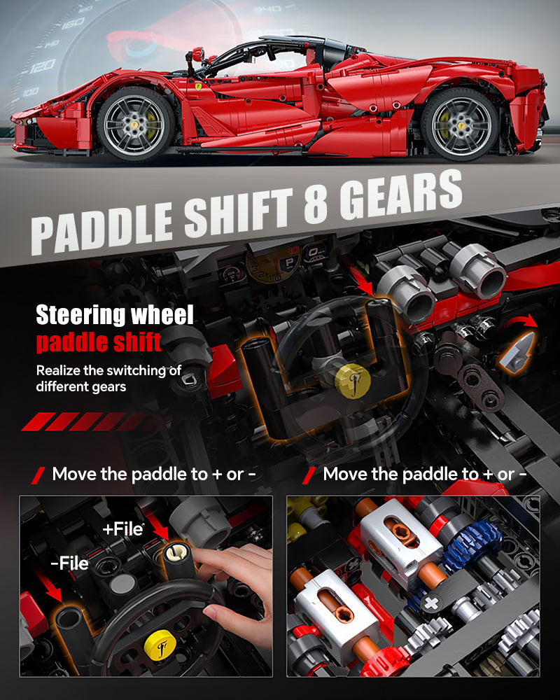 1: 8 LaFerrari C6 Sportcar Building Set, Fully Detailed Simulation, The Ultimate Collectible, None-Remote Controlled (4739Pcs)