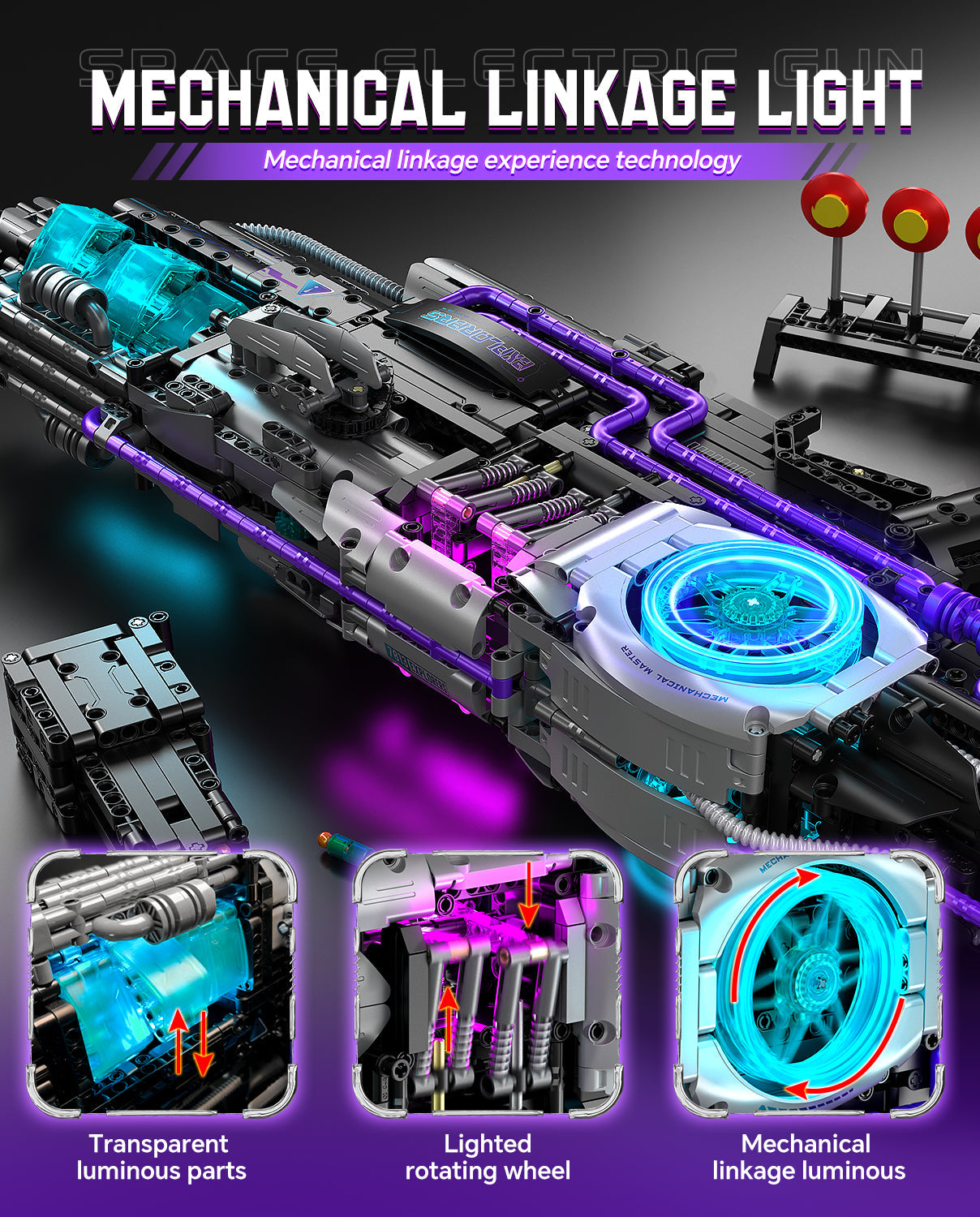 2 in 1 Transforming Electric Space Gun and Robot Building Toy, Futuristic Mechanical Interactions and Lighting Effects (3037 Pcs)