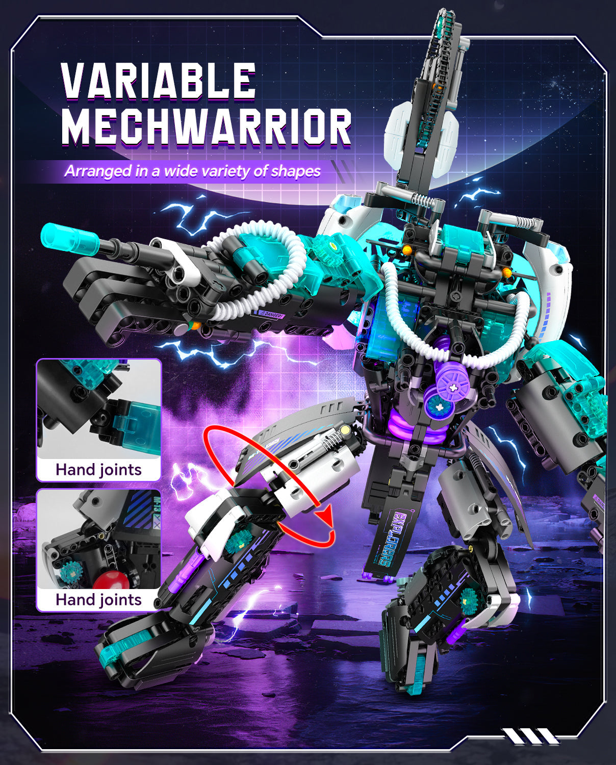 2 in 1 Transforming Electric Space Gun and Robot Building Toy, Futuristic Mechanical Interactions and Lighting Effects (3037 Pcs)