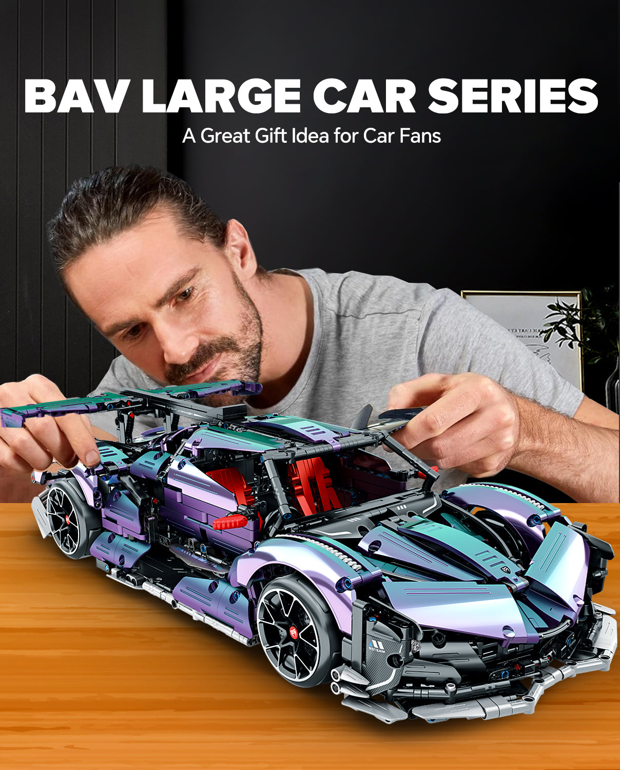 1: 10 Apollo Super Plated Sports Car, Remote Control Drift, Electric gullwing doors, 2036 Pcs - BAV BRICK