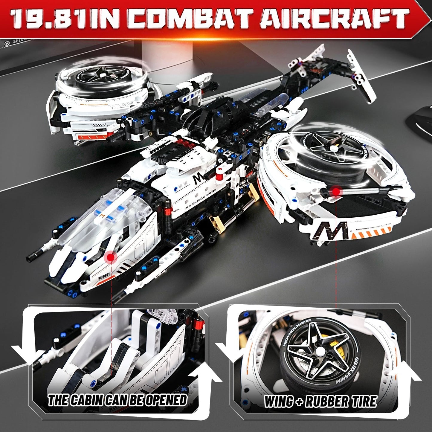 2 in 1 Porsche 911 Building Set and Star Space Fighter Building Set, No Remote Control(1850Pcs)