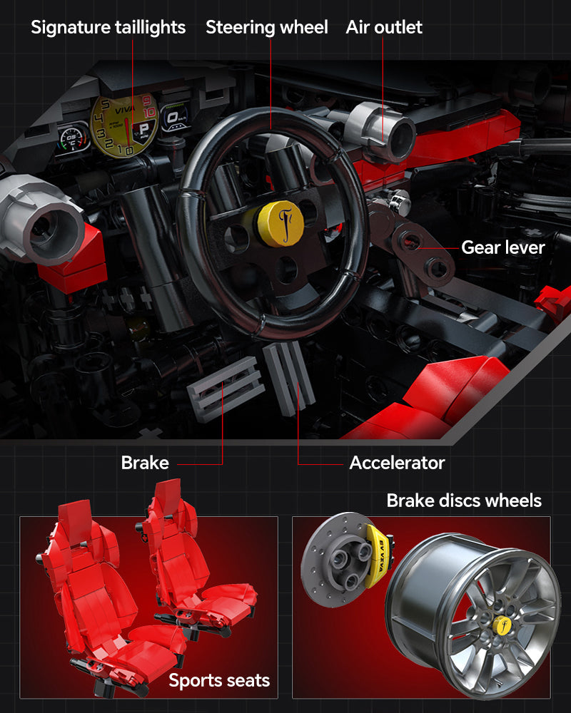 1: 8 LaFerrari C6 Sportcar Building Set, Fully Detailed Simulation, The Ultimate Collectible, None-Remote Controlled (4739Pcs)