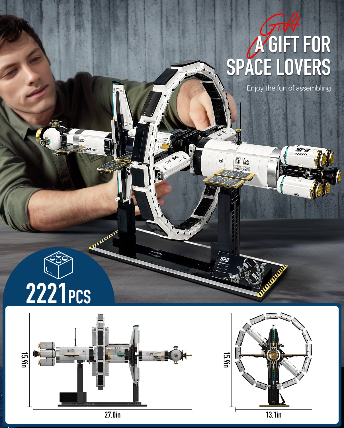 Electric International Space Station Building Kit, Collectible Display Model (2221 Pcs)