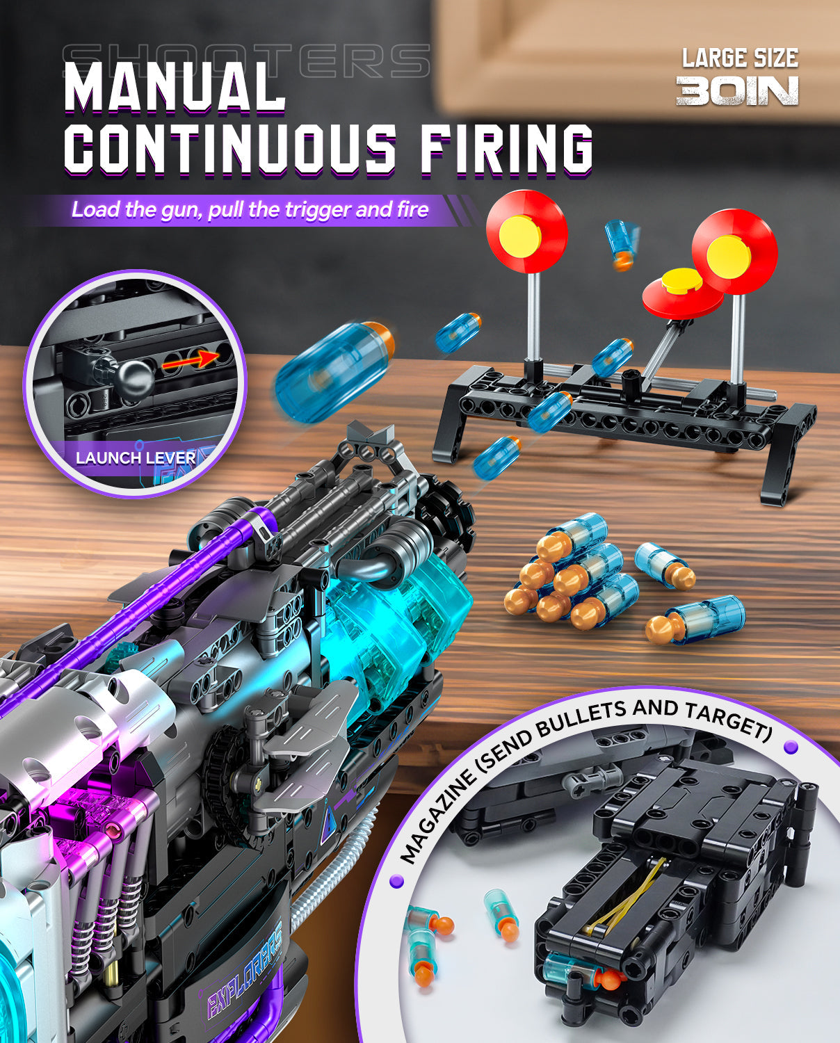 2 in 1 Transforming Electric Space Gun and Robot Building Toy, Futuristic Mechanical Interactions and Lighting Effects (3037 Pcs)