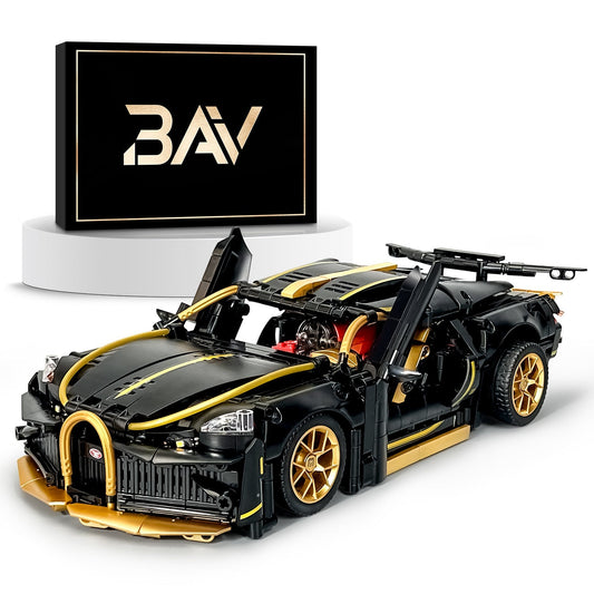 1:14 Black Bugatti Sets, Toy Sports Car for Boys Men Teens (1368Pcs)