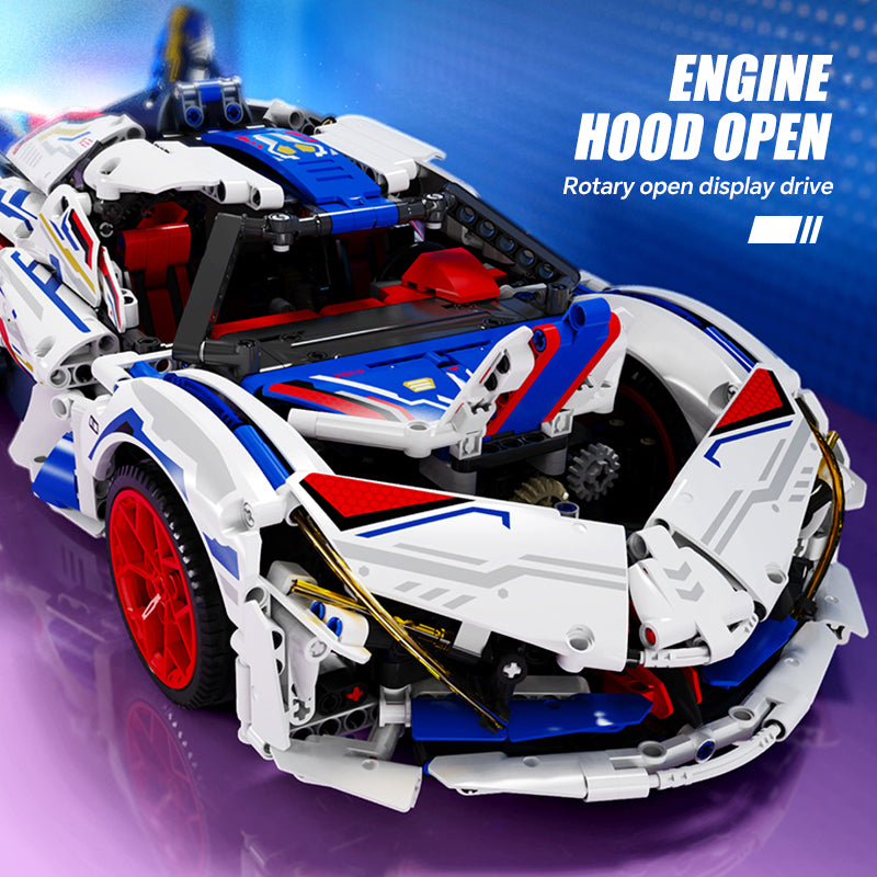 1: 10 Apollo EVO Supercar Building Kit, Remote Control Drift, Electrically deployable rear wing, 2088 Pcs