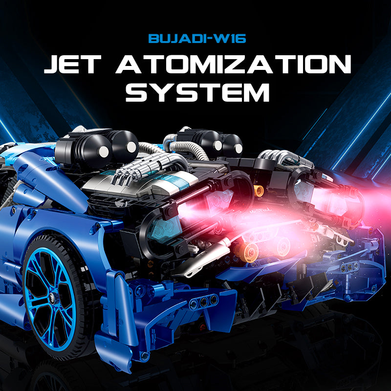 1: 8  Jet Bugatti Building Sets with Remote Control, Electric spray system and headlights (3868 Pcs)