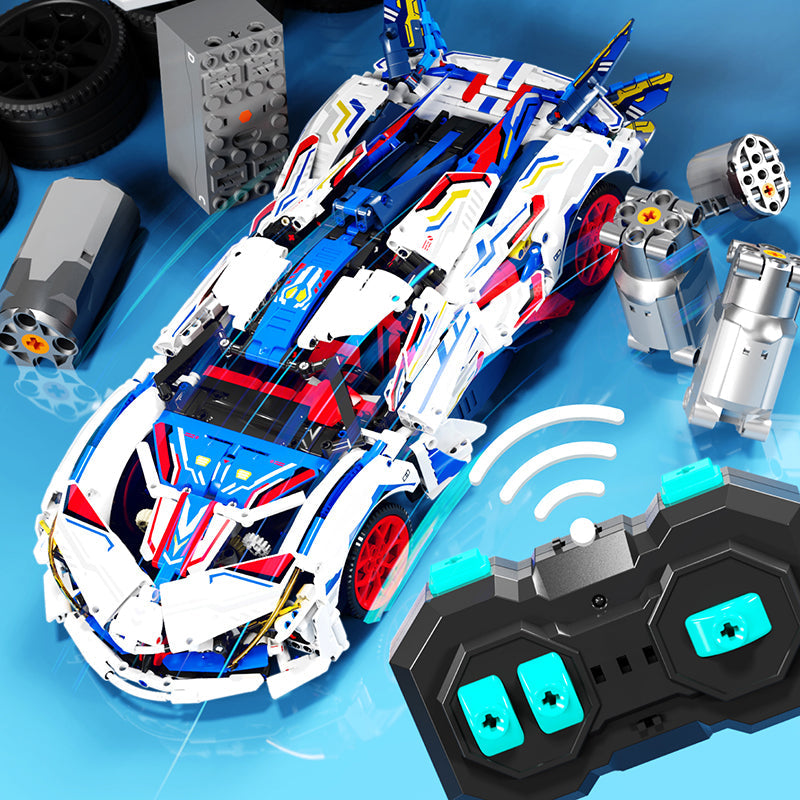 1: 10 Apollo EVO Supercar Building Kit, Remote Control Drift, Electrically deployable rear wing, 2088 Pcs