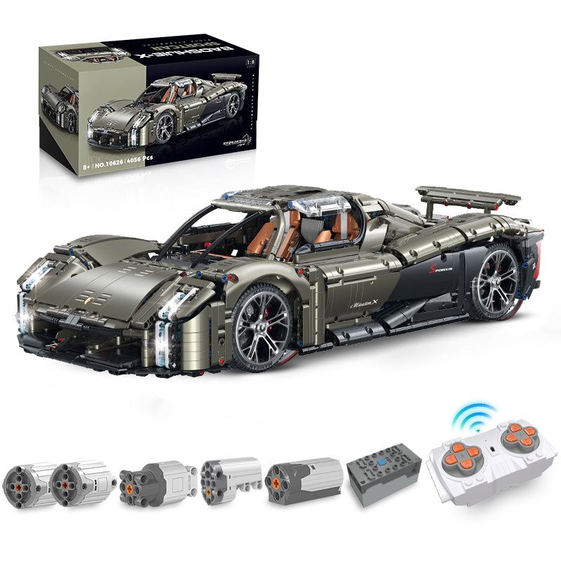 1: 8 Porsche Mission X Supercar Building Sets with Remote Control, Electric lift tail, Electric Lifting Chassis, Electric Door (4056 Pcs)