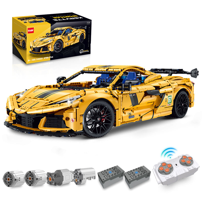 1: 8 Corvette C8 Supercar Building Sets with Remote Control, Electric lift tail, Electric Lifting Chassis, Electric Door (3788 Pcs)