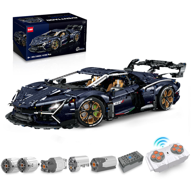 1: 8 Starry Night Sportcar Building Sets with Remote Control, Electric Lifting Chassis, Electric Door (4106 Pcs)