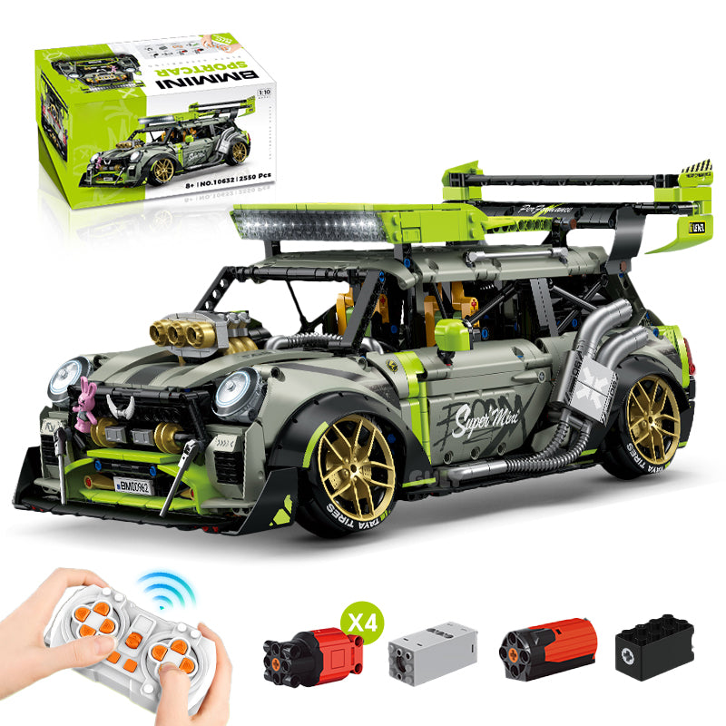 1: 10 Jet Super MINI Car Building Sets with Remote Control, Electric spray system, Electric Air Suspension and Rear Wing (2550 Pcs)