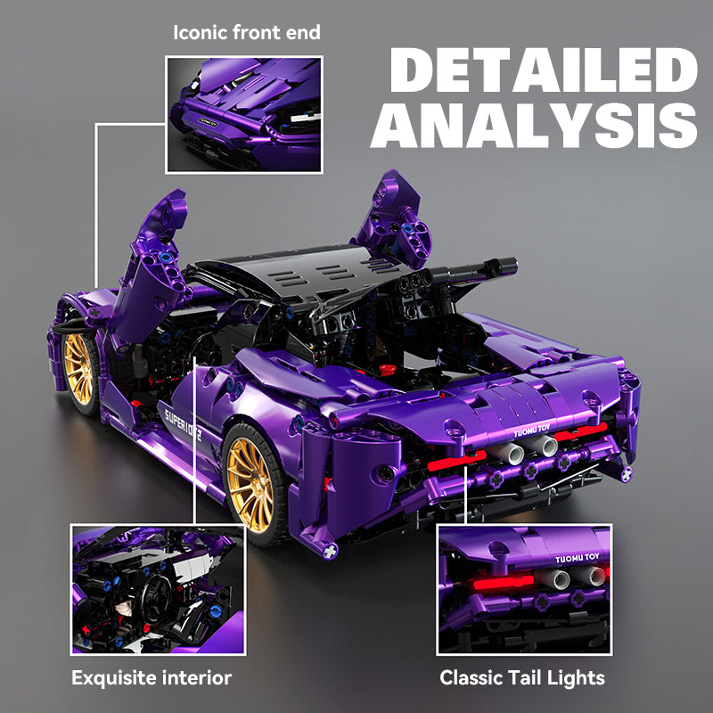 1:14 Purple Phantom Sports Car Building Sets, Collectable Model for Boys Men Teens (1273 Pcs)