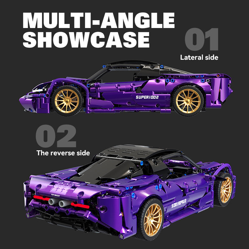 1:14 Purple Phantom Sports Car Building Sets, Collectable Model for Boys Men Teens (1273 Pcs)