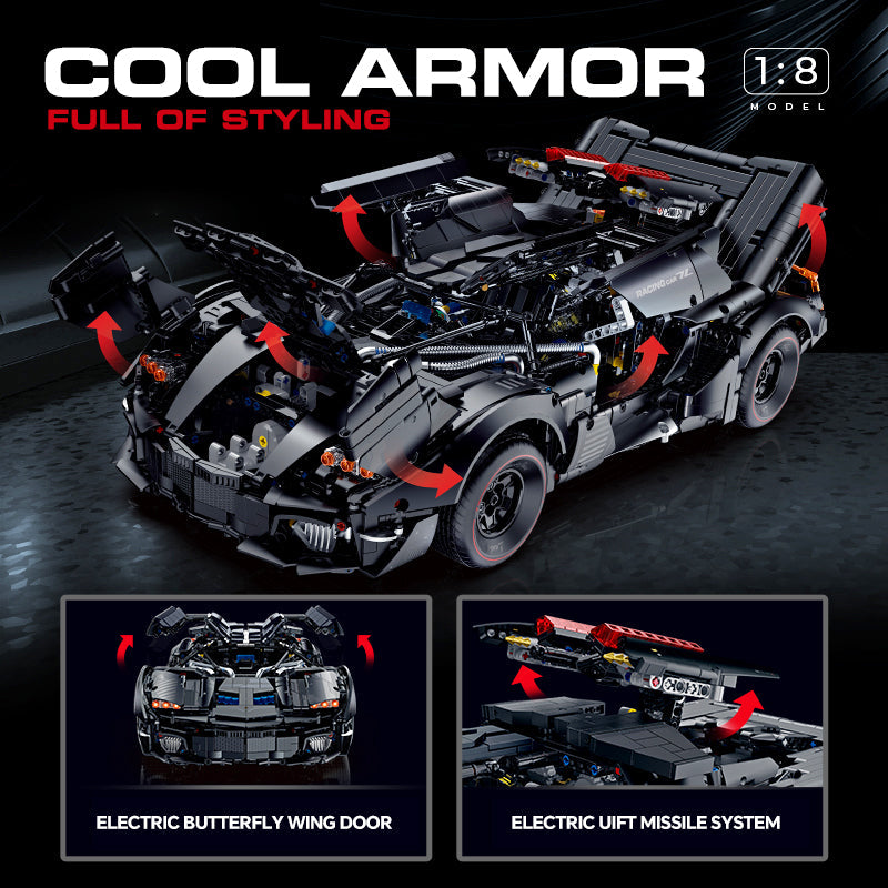 1: 8  Dark ArmorCar Building Sets with Remote Control, Electric Lift Missile System, Electric Door (4290Pcs)